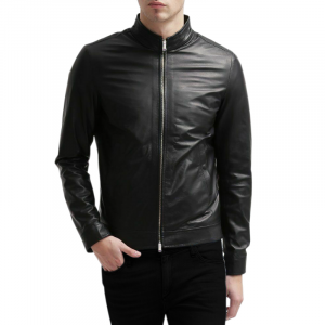 Giubbino Giacca in Vera Pelle Nappa Nera da Uomo