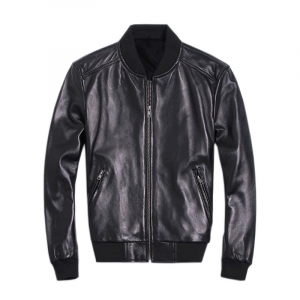 Bomber da Uomo in Vera Pelle Nappa Nero