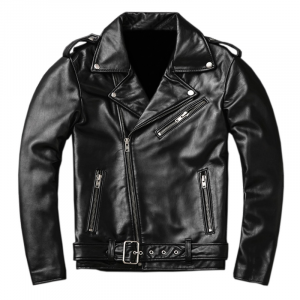 Chiodo in Vera Pelle Nappa Nera da Uomo