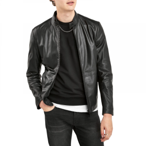 Giacca Biker da Uomo in Vera Pelle Nappa Nero
