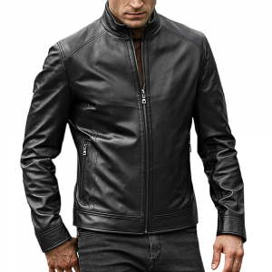 Giubbino in Vera Pelle Nappa Nera da Uomo
