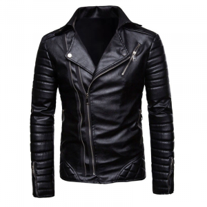 Chiodo in Vera Pelle Nappa Nera da Uomo