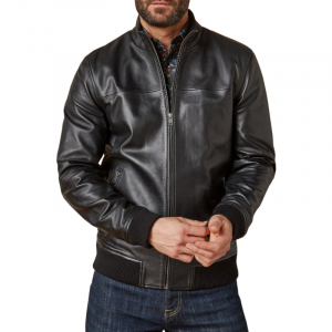 Bomber da Uomo in Vera Pelle Nappa Nero