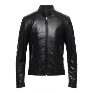 Giubbino Giacca in Vera Pelle Nappa Nero da Uomo