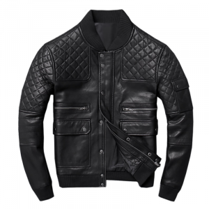 Bomber in Vera Pelle Nappa Nero da Uomo