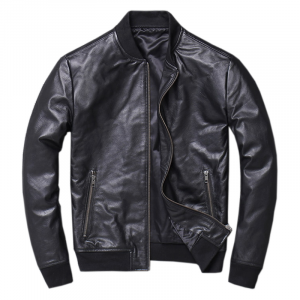 Bomber Giubbotto da Uomo in Vera Pelle Nappa Nera