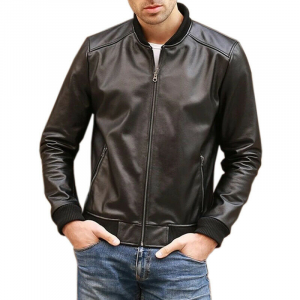 Giacca Bomber da Uomo in Vera Pelle Nappa Nero