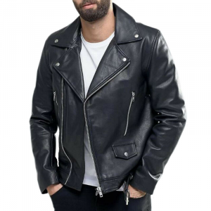 Chiodo da Uomo in Vera Pelle Nappa Nero