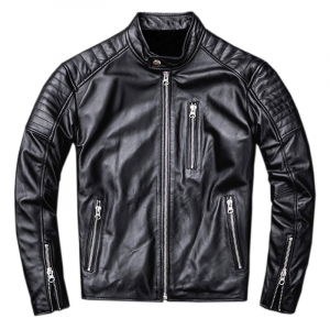 Giacca Giubbotto da Uomo in Vera Pelle Nappa Nera