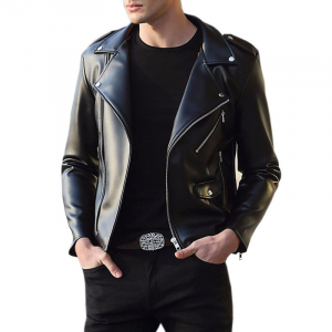 Chiodo da Uomo in Vera Pelle Nappa Nero