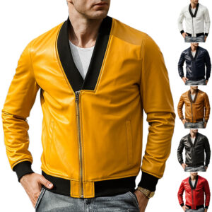 Bomber da Uomo in Vera Pelle Nappa con Scollo V