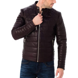 Giubbotto Piumino Nero da Uomo in Vera Pelle Nappa