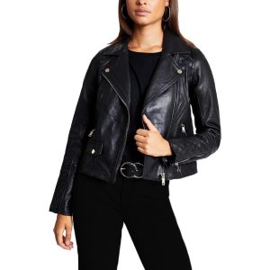 Chiodo in Vera Pelle Nappa Nero da Donna