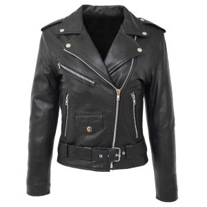 Chiodo in Vera Pelle Nappa Nera da Donna