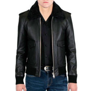 Giubbotto Bomber da Uomo Invernale in Vera Pelle Nappa Nero