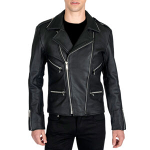 Chiodo da Uomo in Vera Pelle Nappa Nera