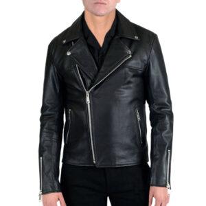 Chiodo da Uomo in Vera Pelle Nappa Nera