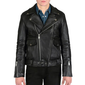 Chiodo da Uomo in Vera Pelle Nappa Nero