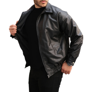 Giubbotto Bomber Nero da Uomo in Vera Pelle